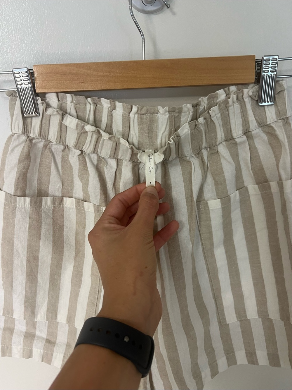 Rylee + Cru Beige & White Striped Linen Button-Up Matching Set Coastal Resort - Picture 8 of 9